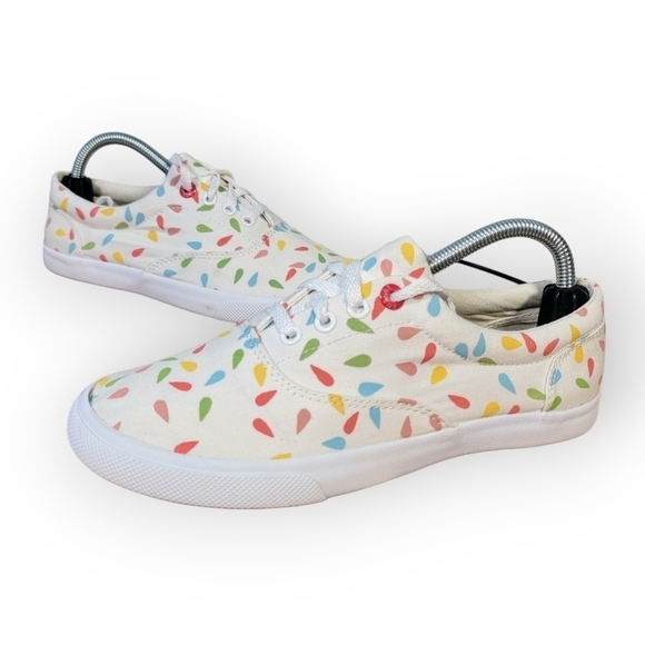 Bucketfeet Multi Color Rain Drop Print Canvas Sneakers Lace Up Size 6 - Picture 1 of 17